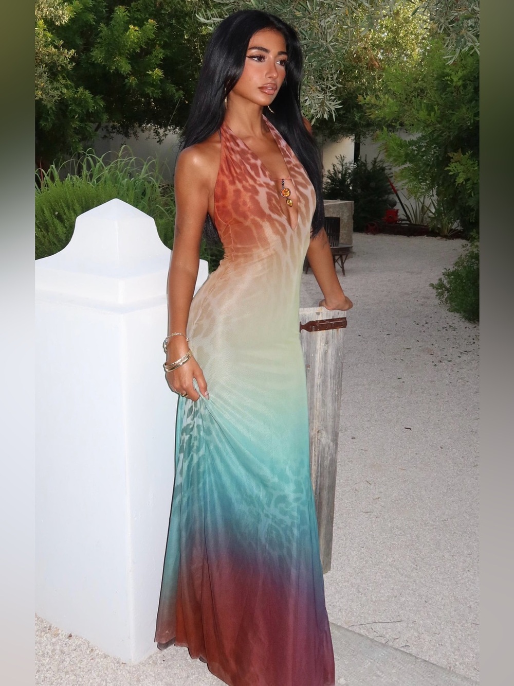 WHITE FOX The Flirt Maxi Dress Opal Halo size XL